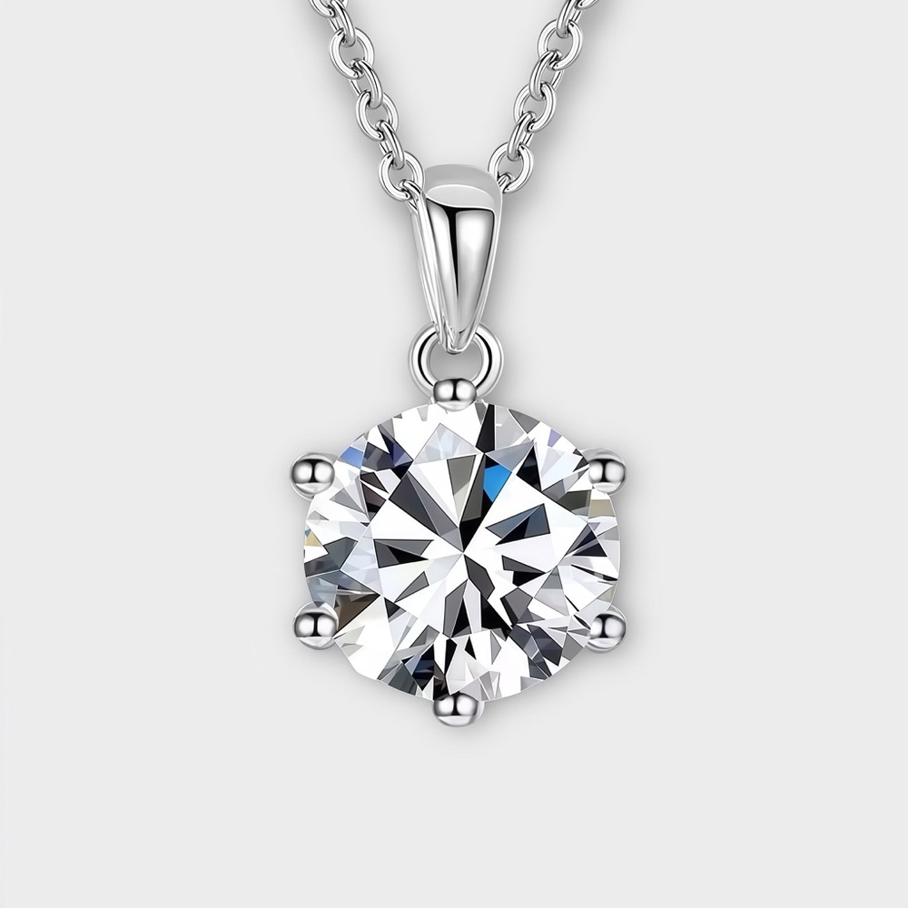 2CT 8mm Round Mossiante Necklace S925 Sterling Silver GRA Certified